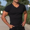 Men's Casual Shirts Summer Tee Shirt Skin-touching Men T-shirt Soft Texture Short Sleeve Chic Solid Color Simple