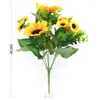 Dekorativa blommor DIY Vacker Sunflower Bouquet Silk Sun Flower Artificial Head For Home Garden Party Wedding Decoration P1