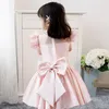 Robes de fille Robe de princesse perlée rose Fleur de mariage Bébé Un an Enfant Anniversaire Arc