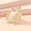 Anello di perle di fiori coreani per donne Ragazza Anello di dito di apertura regolabile in oro Anello da sposa Regalo di gioielli per feste di fidanzamento di nozze