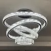 Chandeliers Modern Remote Crystal Luxury Nordic LED Ceiling Chandelier Lighting Large Villa Stair Pendant Lamp For Home Decor