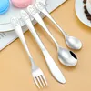 Utensils Set Fork Knife Teaspoon Spoon Food Baby Feeding Children Learning Foods Habit Kids Stainless Steel Cutlery 20221006 E3