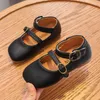 Sapatos planos outono meninas de couro casual little princesa de fundo macio não deslizamento chaussure fille preto bege marrom 1-7t