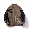 Męskie kurtki męskie hi street ponadgabaria się Hip Hop Baseball Jacket Fashion Streetwear Woolen Varsity Coat z haftowym literą college'u