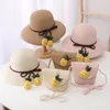 Berets Summer Children Baby Fruit Pineapple 2pcs Sets Ribbon Sun Hat Boy Girls Funny Cartoon Beach Hats Sunscreen With Bags