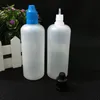 Droppflaska 100 ml PE -plast Neddel tom e flytande flaska barnsäkra lock tunna långa tips