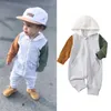 Rompers 018M Baby Boys Girl Romper Long Sleeves Hooded Neck Patch Color Zipper Pockets Loose Jumpsuit Spring Autumn Clothing J220922