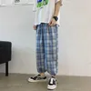 Mäns byxor Kapments Y2K HARAJUKU Baggy Plaid 2022 Casual Yellow Korean Fashion Sweatpants Japanese Streetwear Harem Joggers G220929