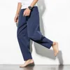 Men's Pants Dropshipping Cotton linen Harem New Chinese Style Casual Men Pure Color Loose Wide Leg trousers 5XL G220929