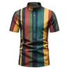 Men Polos Top Brand 2022 Fashion Mens Stand Stand Polo Derts Homme Colorful Stripe Scal