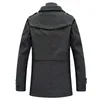 Jackor 2022 Vintermän Fashion Wool Coat WARME DOBBEL DUBBEL STAND KOLT Windbreaker Casual Outwear Overcoat Business Parka Man Black Y2210