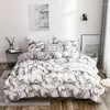 Ensembles de literie X23 Mirco Fiber Marble Print Set Housse de couette nordique Lit double Maison Couette confortable et douce avec taies d'oreiller