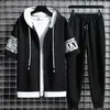 Heren tracksuits heren sets capuchon rits zipper korte mouw tops elastische taille broek mannen kleding tweedelige set Korean streetwear tracksuit heren 221006