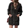Kvinnors tröjor Vinterhuven Sherpa tröja fluffig fleece pullover plus storlek 3xl varm streetwear lady mid-längd kappa 1/3 blixtlås teddy