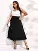 Sukienki plus size finjani solidne koronkowe spódnice damskie damskie rozmiar flare gorset spódnice moda czarna sukienka dla kobiet ubranie 221006