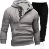 Erkeklerin Takipleri Erkekler Sıradan Hoodies 2 Parça Takım Sweatshirts fermuarlı cep spor kıyafet mektubu baskılı rahat eşofman yumuşak ince set 221006