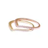 Sparkling Wishbone Stacking Ring 925 Silver Rose Gold Bijoux de mariage pour femmes filles avec boîte d'origine pour Pandora CZ Diamond Rings Set