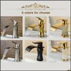 Bathroom Sink Faucets Bathroom Sink Faucets Vintage Copper Jade Basin Faucet Waterfall European Retro Mixer Water Tap Gold Plated Wh Dhs8F