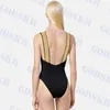 Sling Bikini Dam Baddräkt i ett stycke Guldtryck Dambadkläder Sexiga rygglösa damkläder