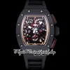 Z Latest zf202201102 Mens Watch A7750 Chronograph Automatic Black Ceramic Bezel Steel Skeleton Dial Number Markers Rubber Strap Super Edition eternity Watches