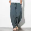 Men's Pants Dropshipping Cotton linen Harem New Chinese Style Casual Men Pure Color Loose Wide Leg trousers 5XL G220929