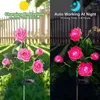 3pcs Solar Garden Lights LED Simulation Rose Outdoor Waterproof With Stakes Landscape Flower Light Decor