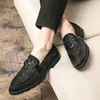 Carved Crocodile Brogue Leather Oxford Shoes Tassel Pointed Toe One Stirrup Men's Fashion Formal Casual Shoes Business Shoes Multi Size