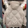 Parka da donna in piumino invernale moda 90% piumino d'anatra bianco giacca corta da donna spesso caldo tipo sciolto piumino con cappuccio con diamanti capispalla 220930