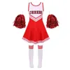 Survêtements pour femmes Filles Cheerleading Uniforme Danse Venez Enfants Cheerleader Outfit Col rond Patchwork Style Robe de danse Fleur et chaussettes T220909