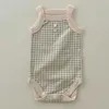 rompers kid boy fashion pliad softlessless bodysuit طفلة بسيطة رقيقة من القطن تنفس بذلة الرضع الصيف j220922