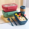 Ensembles de vaisselle 1100 ml Bo￮te ￠ lunch micro-ondes portable Portable 2 couches Bo￮tes ￠ bento sain bo￮te ￠ lunch avec vaisselle