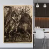 絵画Citon Canvas Albrecht Durer the Knight Death and the Devil Art Oil Painting Artwork Picture Modern Wall Decor Home Decoration 221006