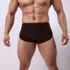 Sous-vêtements sexy hommes courts doux respirant glace soie fendu décontracté mâle confortable solide culotte Cueca Shorts