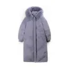 Parkas pour femmes hiver doudoune femmes mode grand col de fourrure longues vestes rembourrées coréen lâche épais manteaux à bulles femme 220930