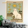 Taquestres CAT CARTO DE TARADA TAPESTRY PEDRA DE TAPESTA DE TAPELAÇÃO BOHO Hippie Sun Moon Star Fabric grande dormitório estético Decoração do quarto 221006