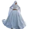 Robe De Mariée Musulmane Modeste Manches Longues 2023 Dentelle Appliqued Perlée Col Haut Islamique Arabe Dubaï Satin Robe De Bal De Mariée Vestidos De Novia