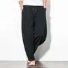 Men's Pants Dropshipping Cotton linen Harem New Chinese Style Casual Men Pure Color Loose Wide Leg trousers 5XL G220929