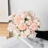 Flores decorativas 3pcs Artificial Silk Hydrangea Bouquet Vaso de Natal para Decoração Garland Casamento Casamento Indoor Móveis de plantas falsas