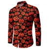 Men's Casual Shirts Male Party Halloween Pumpkin Print Shirt Long Sleeve Tennis Men Compatible With Machine Washable Mens Summer Tops Dry