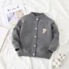 Jackets Toddler Boys Knitted Sweater Baby Boys Cardigans Outwear Letter Spring Autumn Children Clothes Kids Girls Knitwear Jacket 2201006