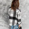 Women's Hoodies Pocket Thick Pullover Sweatshirt Fall Brushed Plaid Shirts Long Sleeve Flannel Lapel Button Down Pocketed Shirt