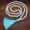 Chaîne d'ethnique rétro à main nouée Collier turquoises Collier Femmes Long Tassel Pendant Stone Perle Boho Colliers Bijoux