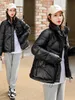 Damen Daunenparka Winter Kurze Baumwolle Gefütterte Jacke Frauen Casual Lose Stehkragen Übergroßer Puffermantel Weiblich Solide Koreanische Chic Parkas Mujer 220930