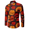 Men's Casual Shirts Male Party Halloween Pumpkin Print Shirt Long Sleeve Tennis Men Compatible With Machine Washable Mens Summer Tops Dry