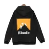 フリースメンズパーカースウェットシャツセーター秋と冬のrhudeウォッシュクラシックサンセットプリントルーズ特大カップルG920U8BA