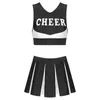 Träningsoveraller för kvinnor Dam Cheerleading Uniform Dance Come V-hals Ärmlös Crop Top med veckad kjol Skoltjejer Cheerleader Cosplay outfit T220909