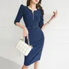 Work Dresses 2 summer wear han edition contracted temperament cultivate one's morality in the long closed pockets hip career women Dress 221006