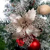 クリスマスの装飾5pcs 10cmグリッター工芸花の木の家のための偽のクリスマス飾り年の装飾