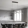 Chandeliers Modern For Dining Room Minimalist LED Long Table Kitchen Bar Office Studio Loft Lamp Black Smart Indoor Lighting