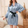 ملابس نوم للسيدات v-neck وصيفات العروسة كيمونو ارتداء ثوب رداء الزفاف رداء النوم نساء ثوب نوم البلاد